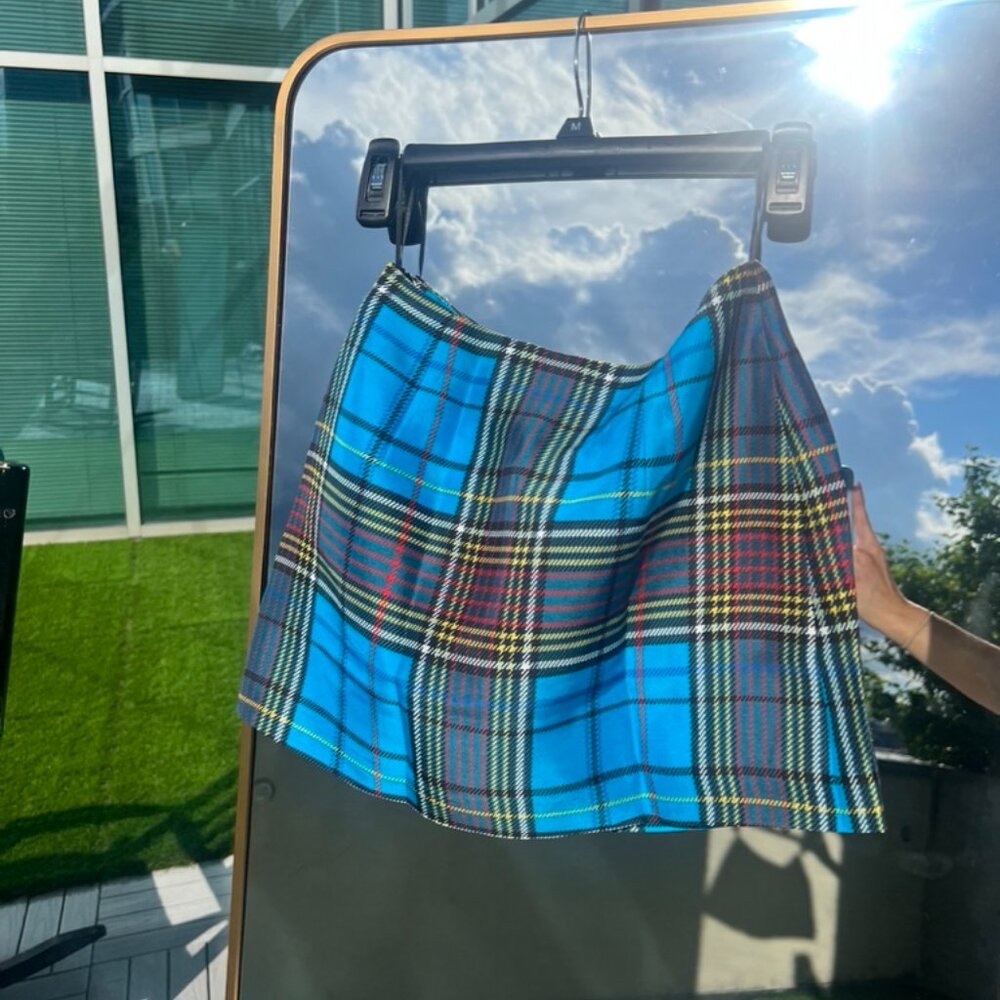 Realisation Par The Nicolette mini skirt in Deanie Check bright blue azure